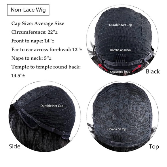 💯% HUMAN Hair & Eyelashes, Brazilian Pixie Swoop Bangs, Side Part, Black - Picture 7 of 10